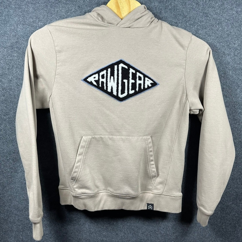 Rawgear Men's Tan Diamond Logo Hoodie Pullover‎ Sweatshirt Size Large